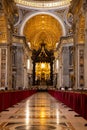 The interior of St. Peter`s Basilica in Vatican City.