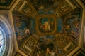 Interior of St. Peter`s Cathedral in the Vatican. Columns, paintings, Royalty Free Stock Photo