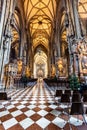 Interior of a St. Stephen`s Cathedral Stephansdom in Vienna, Austria in daylight sunlight. Vertical orientation.