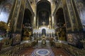 Interior of the St. Volodymyr\'s Cathedral with altar and fragments of frescoes wall paintings. Kyiv, Ukraine. April 2020