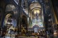 Interior of the St. Volodymyr\'s Cathedral with altar and fragments of frescoes wall paintings. Kyiv, Ukraine. April 2020