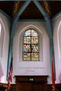 Interior stained-glass window, church, Begijnhof Kapel, Amsterdam, Holland Royalty Free Stock Photo