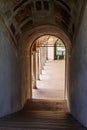 Interior Staircase and External Arches and Corridor of the Medieval Fortress of the Rossi in San Secondo, Parma - Italy