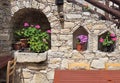 Interior stairs at home with flowers in the street