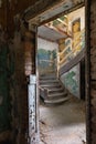 Interior with stairs of an old abandoned house Royalty Free Stock Photo