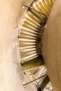 Interior stator vanes and front fan of a jet engine Royalty Free Stock Photo