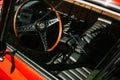 Interior Steering wheel of Classic Jaguar Race car