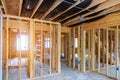 Interior stick built frame of a new house under construction Royalty Free Stock Photo