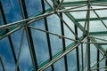 Interior structural support for a large greenhouse enclosure, blue sky beyond Royalty Free Stock Photo