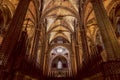 The interior of a stunning gothic Barcelona Cathedral