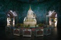 The interior of the stupa the Buddhist temple Maha Wizaya Pagoda. Yangon, Myanmar