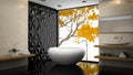 Interior of stylish bathroom with orchid