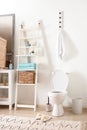 Interior of bathroom with toilet bowl Royalty Free Stock Photo