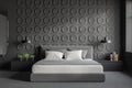 Gray geometric pattern bedroom interior Royalty Free Stock Photo