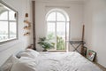 Interior of stylish, cosy modern empty bedroom