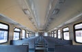 Interior of a suburban train express, Moscow, Russia