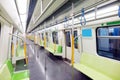 Modern metro car interior in metropolitan city.