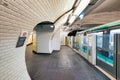 Interior of Subway Station in Paris. Metro train Royalty Free Stock Photo