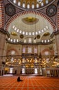 Interior of Suleymaniye Mosque in Fatih district, Istanbul, Turkey Royalty Free Stock Photo