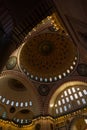 Interior of Suleymaniye Mosque in vertical view. Islamic architecture