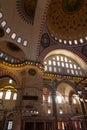 Interior of Suleymaniye Mosque in vertical view. Islamic architecture