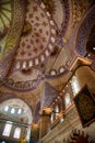 Interior of Sultan Ahmed Mosque (Blue Mosque), Istanbul. Royalty Free Stock Photo