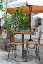 Interior summer open-air street cafe