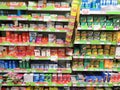 Interior of Superdrug store with display of over the counter medicine