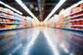 Interior of a supermarket store aisle with an abstract blurred backdrop Royalty Free Stock Photo