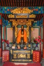 The interior of the Taoist Temple of the White Cloud, numerous decorations at the altar