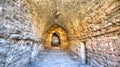 Interior of Tash Rabat caravanserai in Tian Shan mountain in Naryn province, Kyrgyzstan