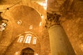 Interior of the Taynal Mosque, the remains of the Crusader church structure are clearly visible. Tripoli, Lebanon Royalty Free Stock Photo