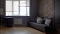 The interior of a teenage boy's room in dark gray and black colors Royalty Free Stock Photo