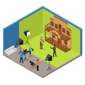 Interior Television Studio Isometric View. Vector