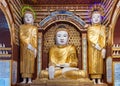 Interior of Thanboddhay pagoda, unique temple housing over 500000 images of the Buddha, Monywa, Myanmar Royalty Free Stock Photo