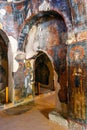 Interior of the three-aisled Byzantine Church Panagia Kera in the village Kritsa, Crete, Greece Royalty Free Stock Photo