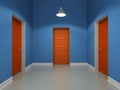 Interior with three red doors Royalty Free Stock Photo