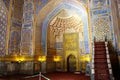 Interior of Tilya-Kori Madrasah on Registan Square in Samarkand,  Uzbekistan Royalty Free Stock Photo