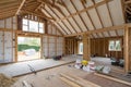 Interior of timber frame house under construction Royalty Free Stock Photo