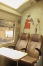 Interior of the tourist car of the train from Cusco to Machu Picchu. Royalty Free Stock Photo
