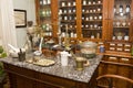 Table for preparation of medicines in the trading floor of the old pharmacy