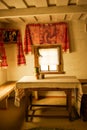 interior of a traditional ukrainian rural cottage with a straw r