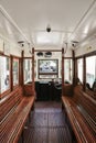 Interior of the tram carriage of the Lavra Funicular Ascensor do Lavra