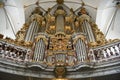 Interior of Trinitatis Kirke Holy Trinity church in Copenhagen, Denmark. February 2020 Musical organ. Royalty Free Stock Photo