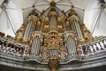 Interior of Trinitatis Kirke Holy Trinity church in Copenhagen, Denmark. February 2020 Musical organ. Royalty Free Stock Photo