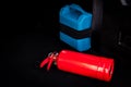 The interior of the trunk of the car in which there is a first aid kit and fire extinguisher. Royalty Free Stock Photo