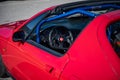 Interior of a tuned and improved red Honda CRX Del Sol car