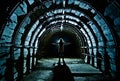 Interior of tunnel in abandoned coal mine Royalty Free Stock Photo
