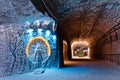 Interior of the underground corridor in the salt mine Royalty Free Stock Photo