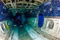 Interior of an underwater aircraft wreck Royalty Free Stock Photo